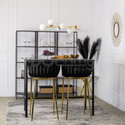 Барный стул MEBEL ELITE FLORES 2 Черный/Золотой, фото 2