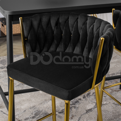 Барный стул MEBEL ELITE FLORES 2 Черный/Золотой, фото 3