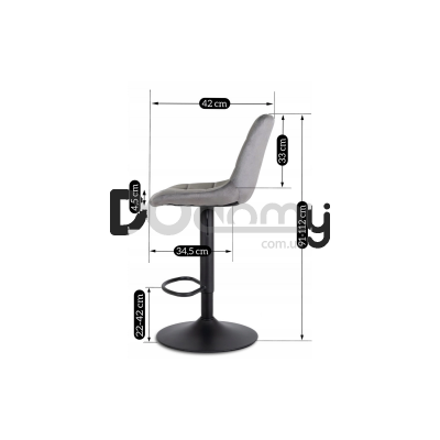 Барный стул MEBEL ELITE ARCOS 2 Серый, фото 3