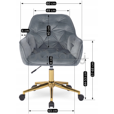 Офисное кресло MEBEL ELITE MILAN Серый/Золотой, фото 5