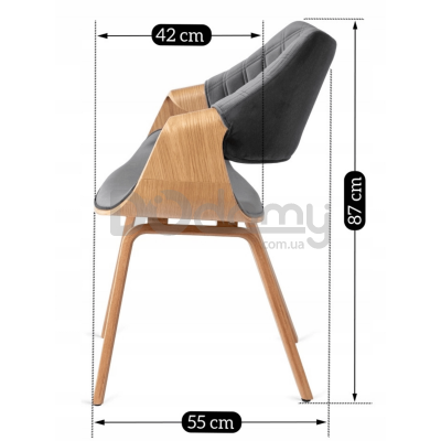 Крісло MEBEL ELITE LUISE Сірий / Дуб Золотий, фото 6