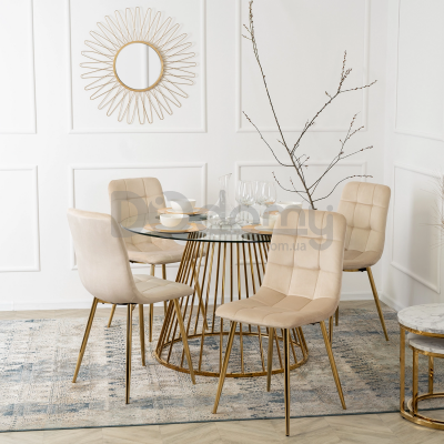 Стул MEBEL ELITE YORK Бежевый / Золотой, фото 4