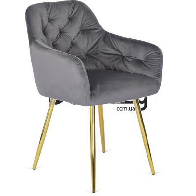 Крісло MEBEL ELITE RAYA Сірий / Золотий, фото 1