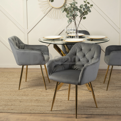 Крісло MEBEL ELITE RAYA Сірий / Золотий, фото 2