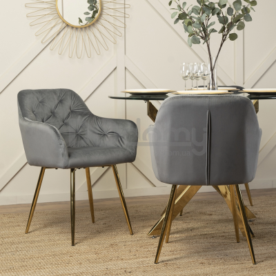 Крісло MEBEL ELITE RAYA Сірий / Золотий, фото 3