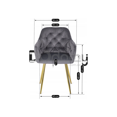 Крісло MEBEL ELITE RAYA Сірий / Золотий, фото 4