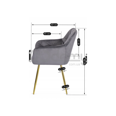 Крісло MEBEL ELITE RAYA Сірий / Золотий, фото 5