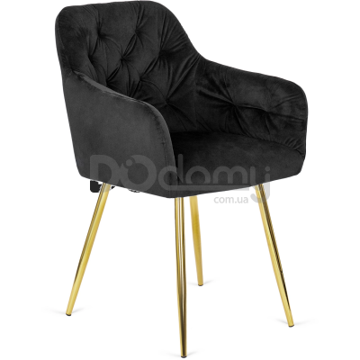 Крісло MEBEL ELITE RAYA Чорний / Золотий, фото 1