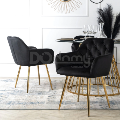 Крісло MEBEL ELITE RAYA Чорний / Золотий, фото 2