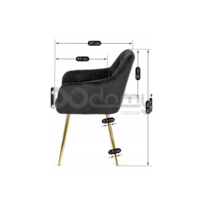 Крісло MEBEL ELITE RAYA Чорний / Золотий, фото 5