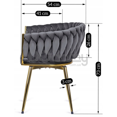 Кресло MEBEL ELITE RUBI Серый/Золотой, фото 4