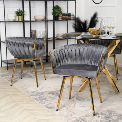 Кресло MEBEL ELITE RUBI Серый/Золотой, фото 5