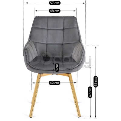 Крісло MEBEL ELITE MIA Сірий / Золотий, фото 2