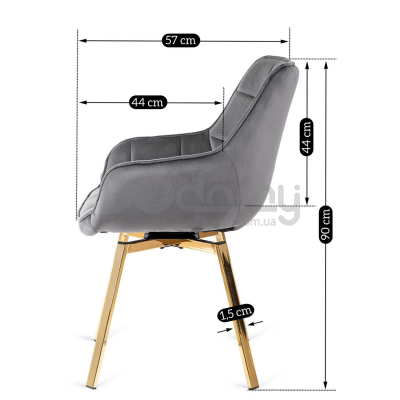 Крісло MEBEL ELITE MIA Сірий / Золотий, фото 3