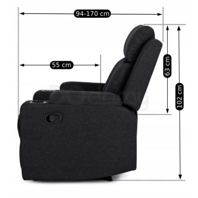 Крісло реклайнер MEBEL ELITE KOBI 2 чорний, фото 4