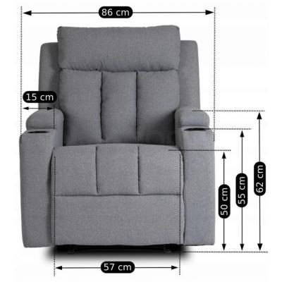 Крісло реклайнер MEBEL ELITE KOBI сірий, фото 5