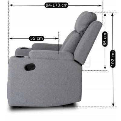 Крісло реклайнер MEBEL ELITE KOBI сірий, фото 6