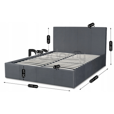 Кровать MEBEL ELITE MELIA 160х200 Серый, фото 6