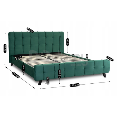 Кровать MEBEL ELITE LINO 160х200 Зеленый, фото 6