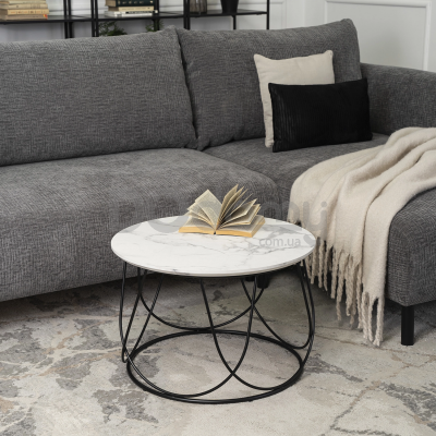 Журнальний стіл MEBEL ELITE KATE 60 Білий мармур, фото 1