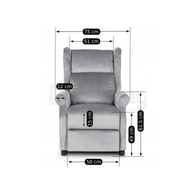 Кресло реклайнер MEBEL ELITE SIMON Velvet серый, фото 4