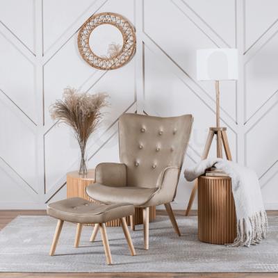 Кресло с подставкой для ног MEBEL ELITE LOZANO Velvet бежевый, фото 1