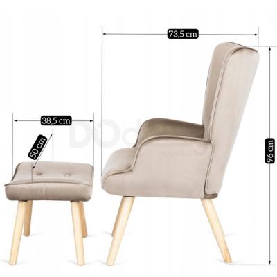 Кресло с подставкой для ног MEBEL ELITE LOZANO Velvet бежевый, фото 4