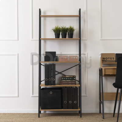 Стелаж MEBEL ELITE ERVA Дуб Золотий / Чорний, фото 1