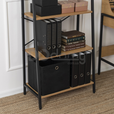 Стелаж MEBEL ELITE ERVA Дуб Золотий / Чорний, фото 2