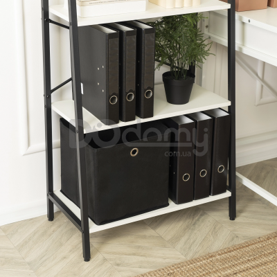 Стелаж MEBEL ELITE ERVA Білий / Чорний, фото 3