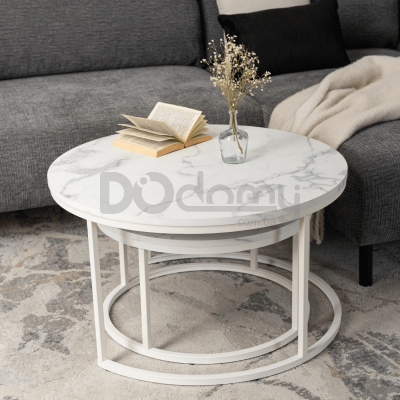 Комплект журнальных столиков MEBEL ELITE JOE MAX Белый мрамор, фото 2