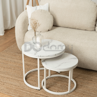 Комплект журнальных столиков MEBEL ELITE JOE Белый мрамор, фото 1