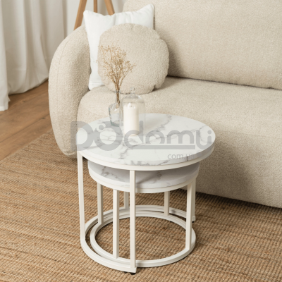 Комплект журнальных столиков MEBEL ELITE JOE Белый мрамор, фото 2