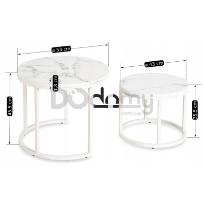 Комплект журнальных столиков MEBEL ELITE JOE Белый мрамор, фото 4