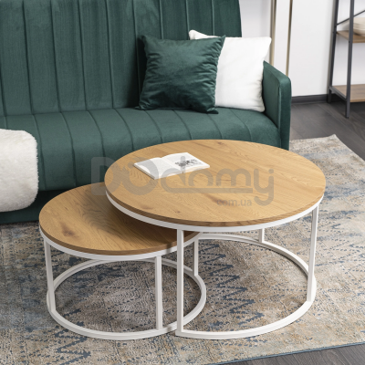 Комплект журнальных столиков MEBEL ELITE DANIELLE MAX Дуб / Белый, фото 1