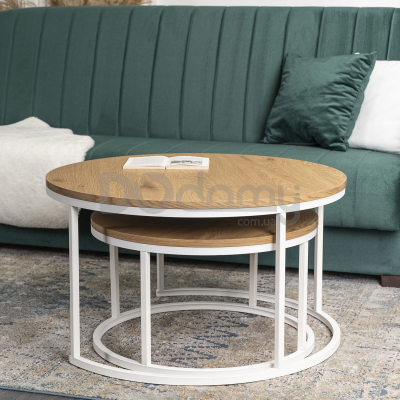 Комплект журнальных столиков MEBEL ELITE DANIELLE MAX Дуб / Белый, фото 2