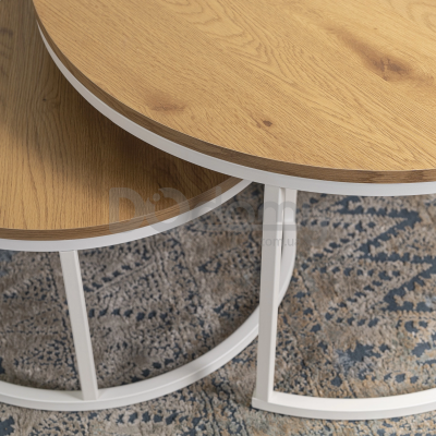 Комплект журнальных столиков MEBEL ELITE DANIELLE MAX Дуб / Белый, фото 4