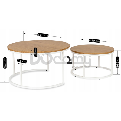 Комплект журнальных столиков MEBEL ELITE DANIELLE MAX Дуб / Белый, фото 5