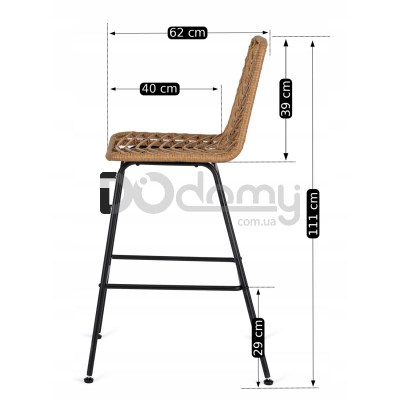 Барный стул MEBEL ELITE JERRY Натуральный / Черный, фото 6