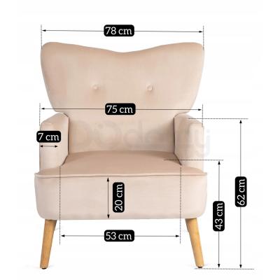 Крісло  MEBEL ELITE BUNNY бежевий оксамит, фото 2