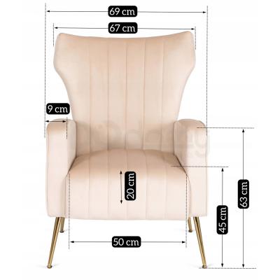 Крісло MEBEL ELITE DIANA Velvet бежевий, фото 2