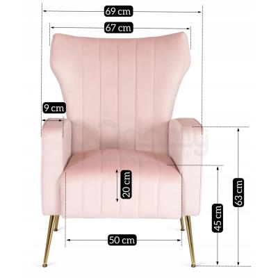 Кресло MEBEL ELITE DIANA Velvet розовый, фото 2