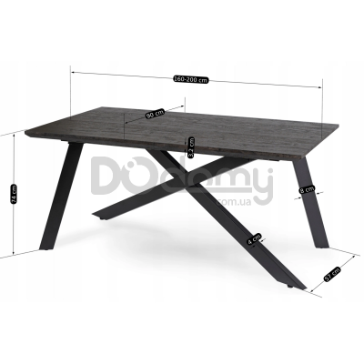 Стол MEBEL ELITE HAMILTON 160-200 Черный, фото 6