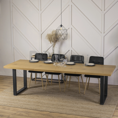 Стіл MEBEL ELITE EDWIN 160-260 Дуб Золотий / Чорний, фото 2