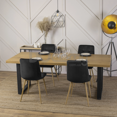 Стіл MEBEL ELITE EDWIN 160-260 Дуб Золотий / Чорний, фото 3