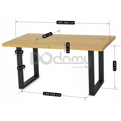 Стіл MEBEL ELITE EDWIN 160-260 Дуб Золотий / Чорний, фото 5