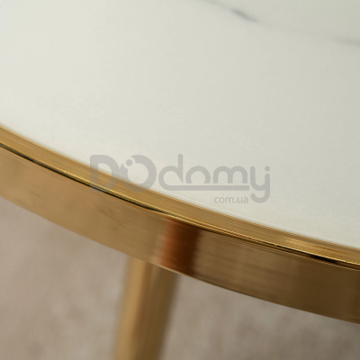 Стол MEBEL ELITE TINGA 100 Белый мрамор / Золотой, фото 3
