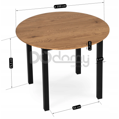 Стіл MEBEL ELITE TEO 100 Дуб Золотий / Чорний, фото 3