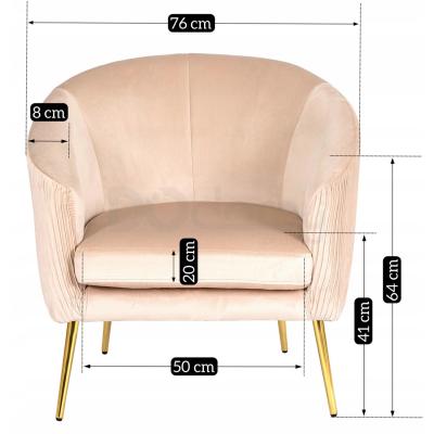Крісло MEBEL ELITE STELLA бежевий оксамит, фото 3