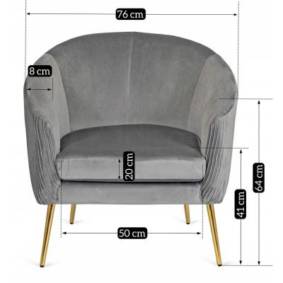 Крісло MEBEL ELITE STELLA сірий оксамит, фото 3